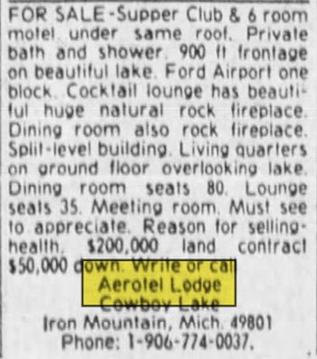 Aerotel Lodge - Mar 26 1976 Ad For Sale